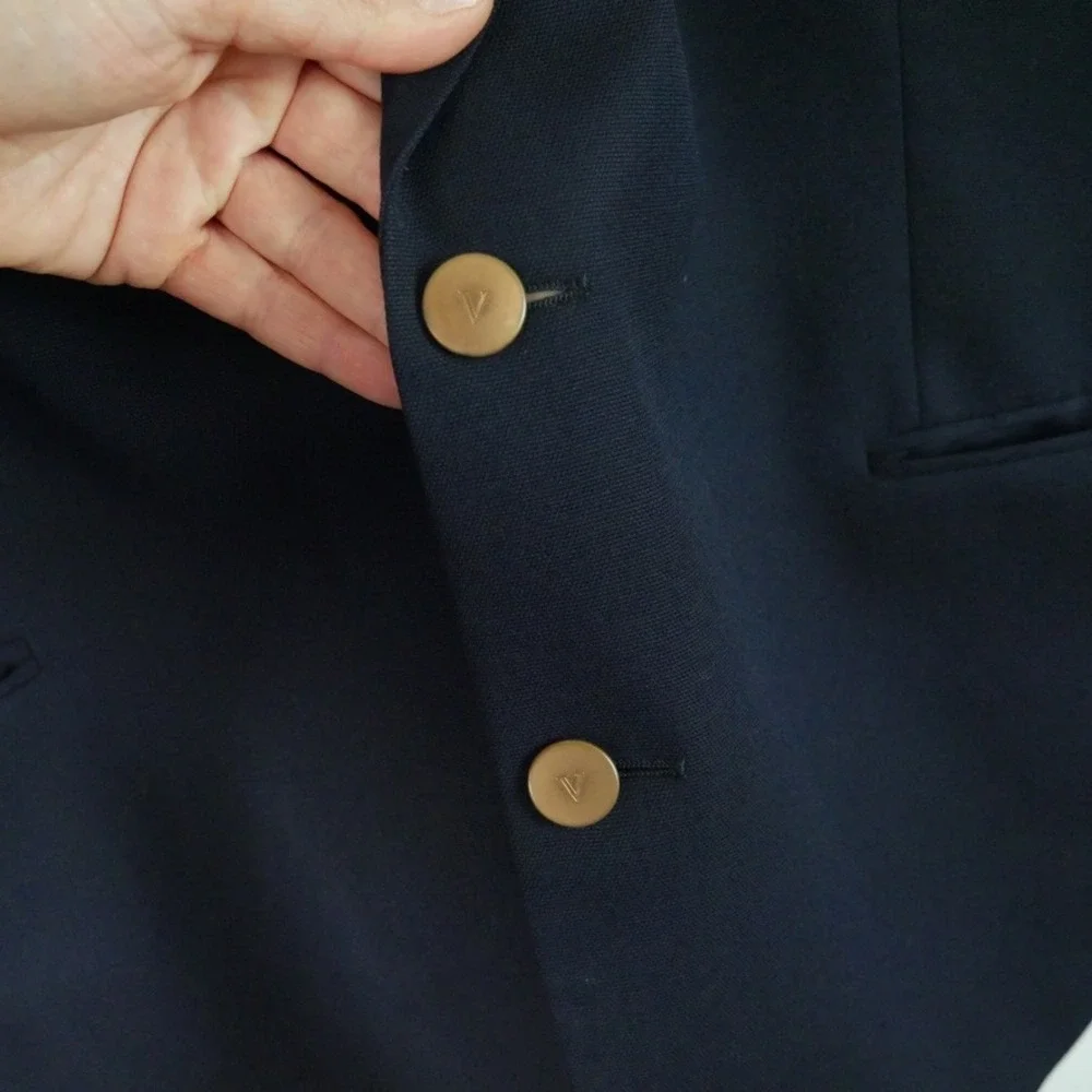 Valentino Uomo Vintage Mens Navy Blue Blazer Jacket Gold Buttons Italy‎ Size 44R
